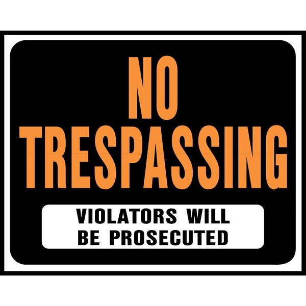 Hy-Ko No Trespassing Sign 14.5" x 18.5", 5PK A00104